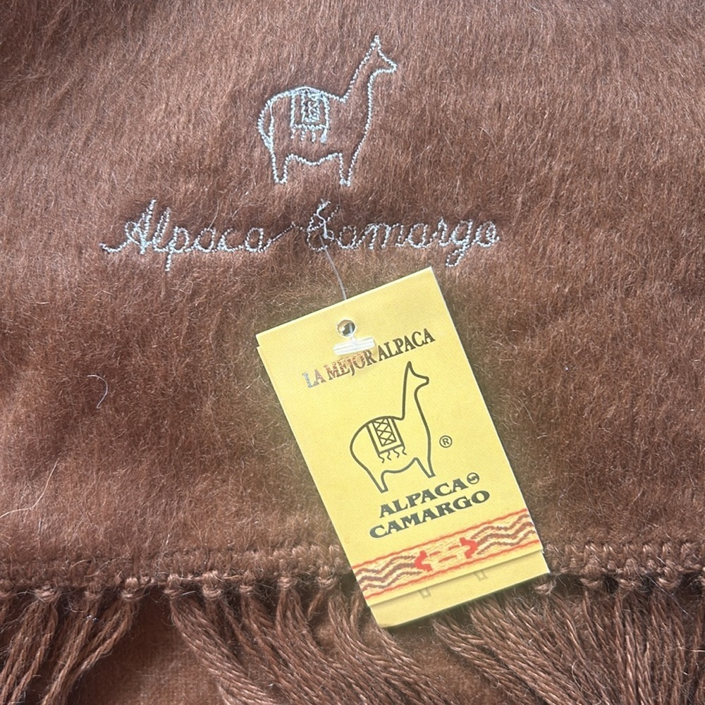 Alpaca Camargo Alpaca Scarf Caramel Brown Long 74 inch long approx - Picture 2 of 5